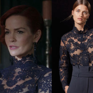 🥤 SCREEN WORN Penelope Blossom BABATON 1-01 Varda Black Lace Blouse Riverdale